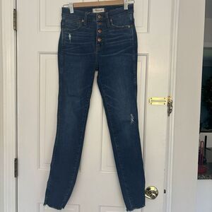 Madewell High Rise Skinny Hanna Wash Button Fly Jeans Sz 25